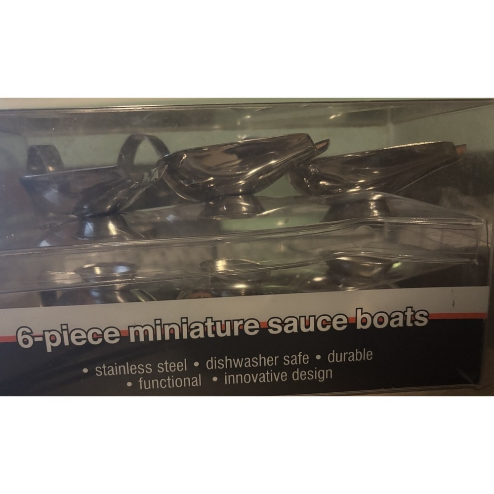 6 Piece Miniature Sauce boats Stainless Steel‎ Open Box